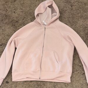 Cropped Baby Pink Zip-Up Hoodie